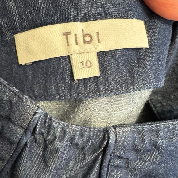 Tibi Jumpsuit Wide Leg Cropped Chabery Sleeveless Chambray Casual Wardrobe Sz 10 - Picture 14 of 14